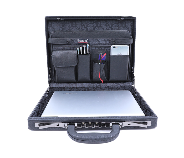 Para John PJSC8902B Gun Color Metal Fitting PVC Suitcase - Black - Zoom Image 2