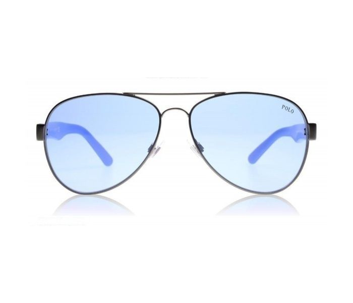 Polo Ralph Lauren 3096 9050/72 Aviator Gun Metal Frame & Blue Mirrored Sunglasses for Men - Zoom Image