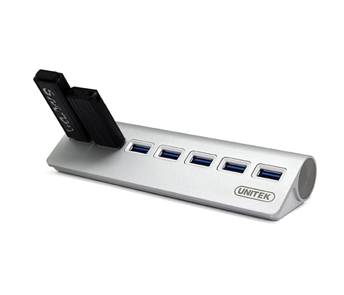 Unitek Y-3187 USB3.0 7-Port Aluminium Hub - Grey - Zoom Image 2