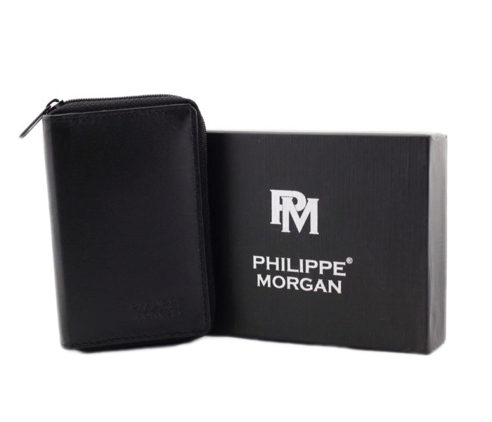 Philippe Morgan PM015 Men Leather Long Wallet Black - Zoom Image