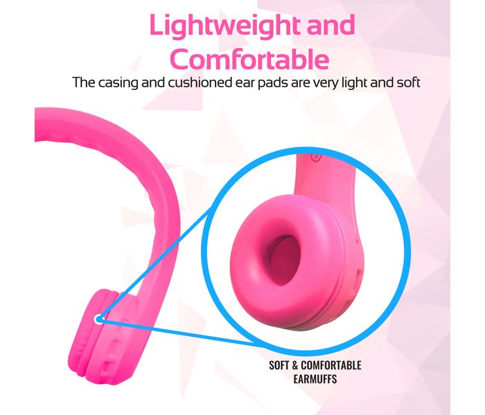 Promate Flexure Super Flexible Lightweight Kids-Safe Foam Headset, Pink - Zoom Image 2