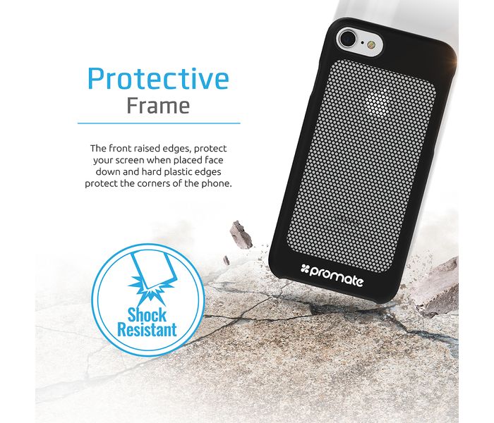 Promate Steel-i7 Ultra-Light Protective Snap-On Case iPhone 7 Case Cover with CoolGrid Mesh, Black - Zoom Image 3