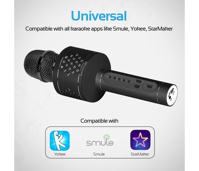 Promate VocalMic-3 Multi Function Wireless Karaoke Microphone with Built in Speaker, Black - Zoom Image 5