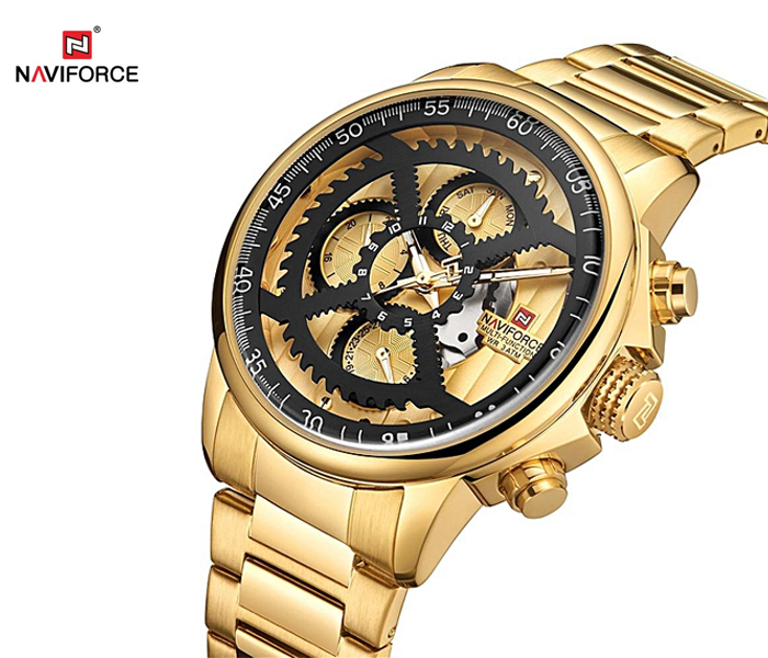 Naviforce 9150 Men Luxury Chronograph Stainless Steel Starp Watch - Gold - Zoom Image 2