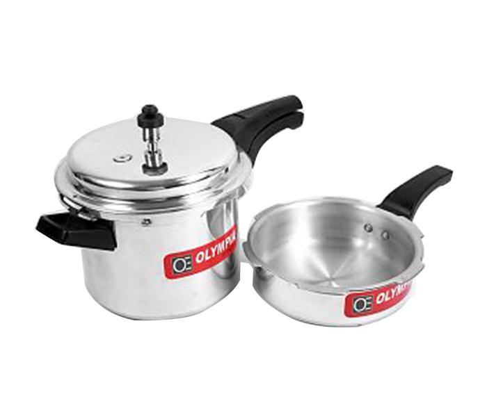 Olympia OE-155 5 Liter Aluminium Pressure Cooker & 2.5 Liter Aluminium Pressure Pan 2 in 1 Combo Set - Zoom Image 3