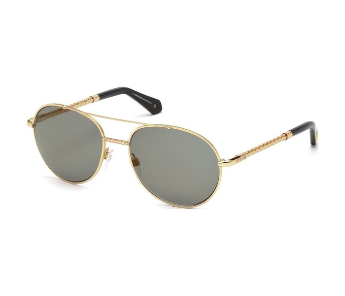 Roberto Cavalli RC958S 30G Aviator Shiny Endura Gold & Black Frame and Brown Mirror Shaded Mirrored Sunglasses for Women - Zoom Image 4