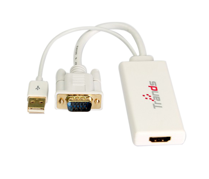 Trands TR-CA5989 VGA to HDMI Adapter - White - Zoom Image 2