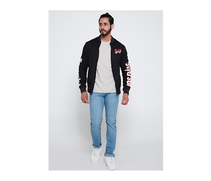 Lynk LY10044 Printed Bomber Jacket For Men M - Black - Zoom Image 3