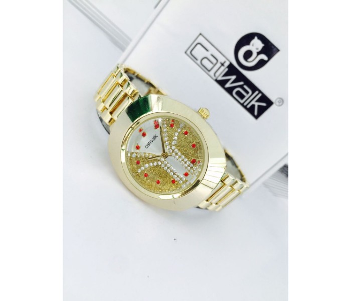 Catwalk CW-171 Genuine quality Fashionable Cz Watch For Women - Gold - Zoom Image