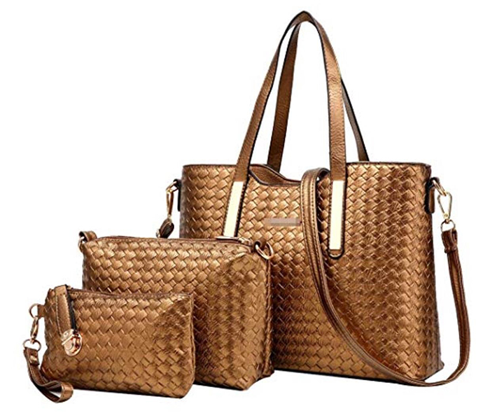 3 Pieces PU Leather Handbags Set for Women - Gold - Zoom Image