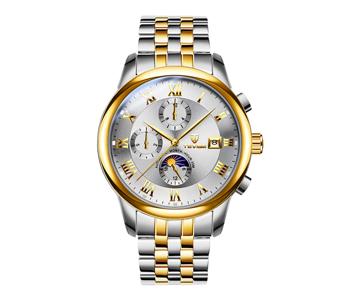 Tevise 9008 Men's Casual Business Automatic Watch - Gold & White - Zoom Image