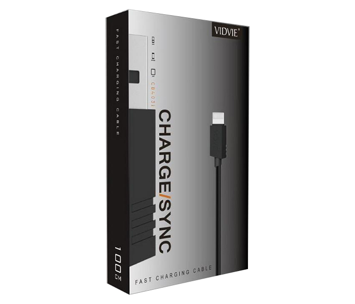 Vidvie CB-401 Data Cable for Apple iPhone - 1 Meter, Black - Zoom Image 2