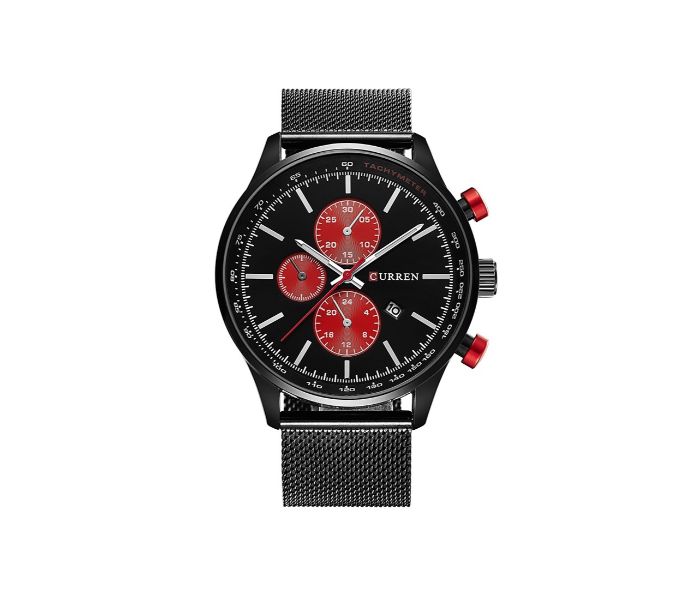 Curren 8227 Business Decorative Sub Dial Quartz Watch For Men Black and Red - Zoom Image