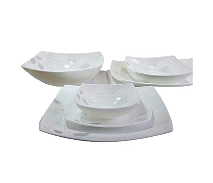 Royalford RF6892 26 Pieces Opal Ware Square Dinner Sets - White - Zoom Image 2