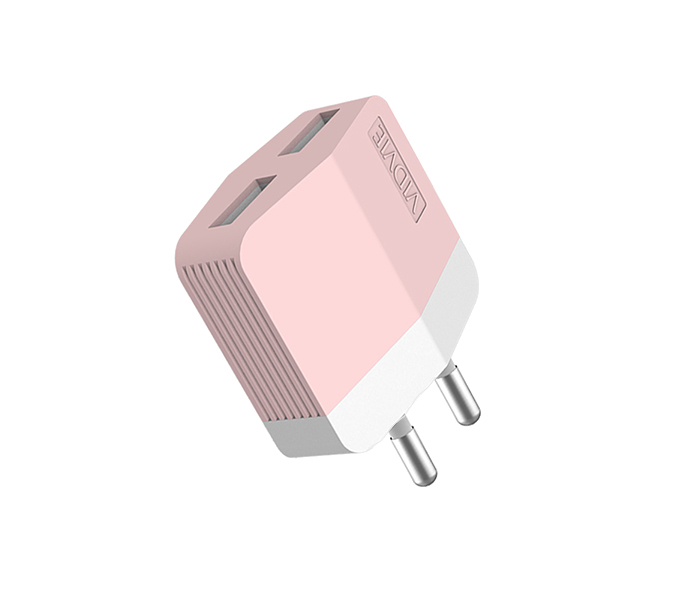 Vidvie PLE-203 2.4A 2 Pin Adapter with Micro Cable for Smartphone - 1 Meter, Pink - Zoom Image 1