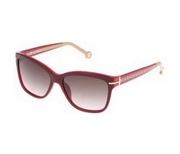 Carolina Herrera SHE575 09RY Oval Top Burgundy Frame & Brown Gradient Pink Mirrored Sunglasses for Women - Zoom Image