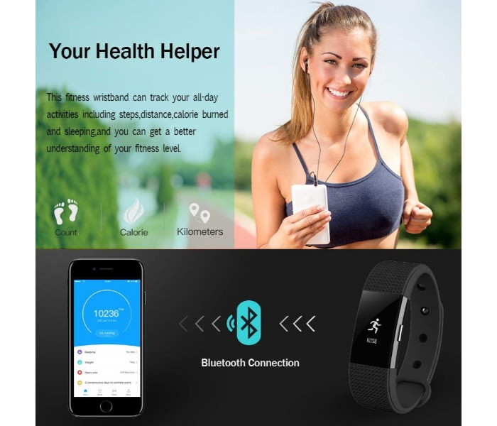 Cubes Smart Band Fitness Tracker with Activity and Heart Rate Measurement Waterproof NFS2 Assorted - Zoom Image 3