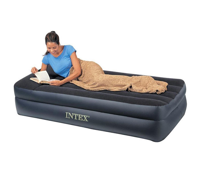 Intex ZX-66706 Inflatable Twin Size Airbed with Built-in Electric Pump - Black - Zoom Image 1