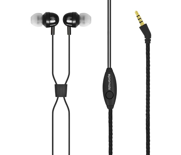 Promate Vogue Sports Earphones Tangle Free Fitness Earbuds, Black - Zoom Image 8