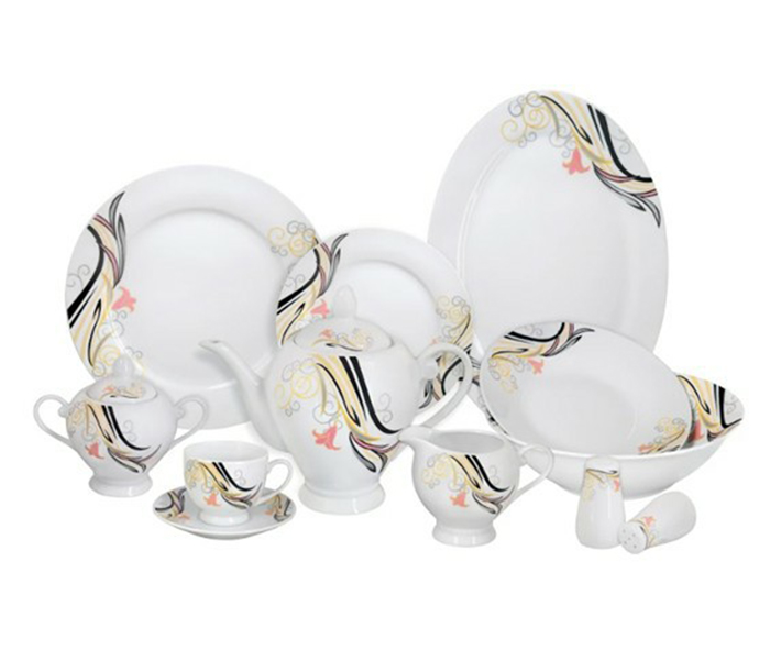 Royalford RF8376 49 Pieces Royal Round Dinner Set - White - Zoom Image