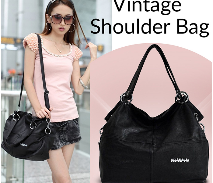 Vintage Shoulder Bag for Women - Black - Zoom Image 2