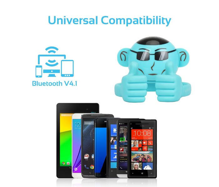 Promate Ape Mini High Definition Wireless Monkey Speaker With Smartphone Stand - Blue - Zoom Image 6