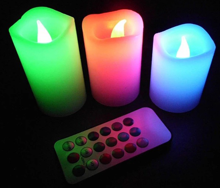 Remote Control LED Scented Candles - 3 Pieces, White - Zoom Image 1