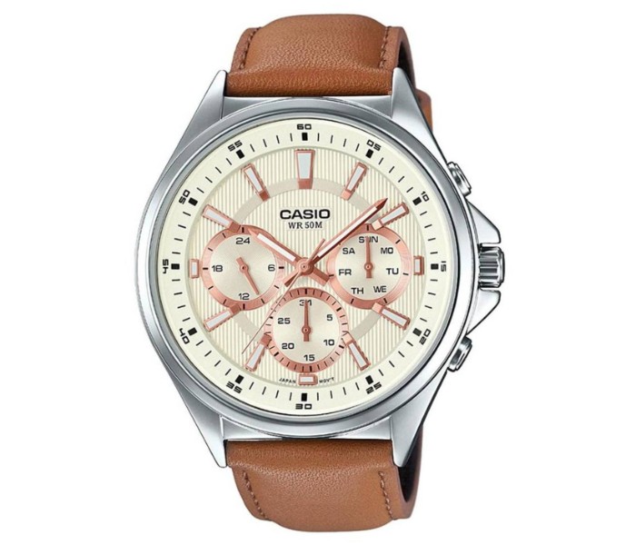 Casio MTP-E303L-9AVDF (CN) Mens Analog Watch Brown and Beige - Zoom Image 4