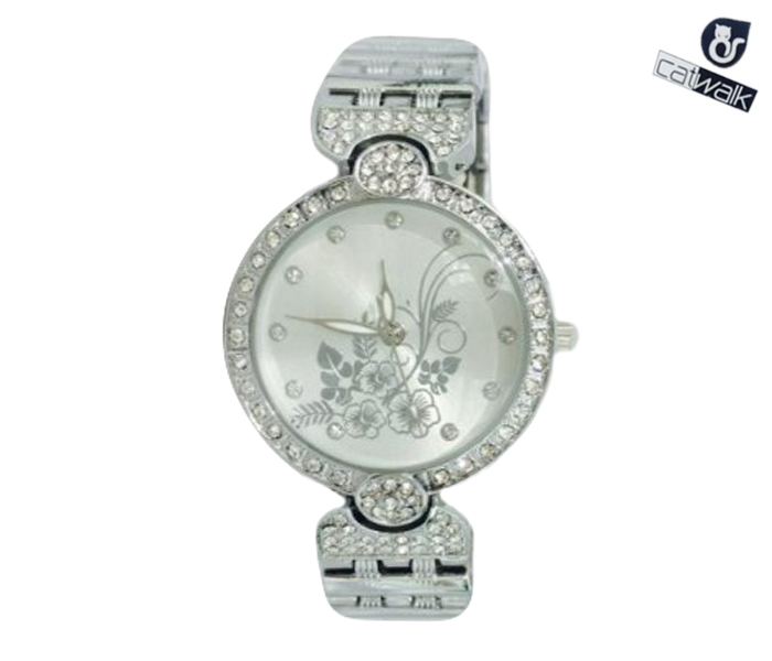 Catwalk CW-192 Genuine quality Fashionable Cz Watch For Women Silver - Zoom Image