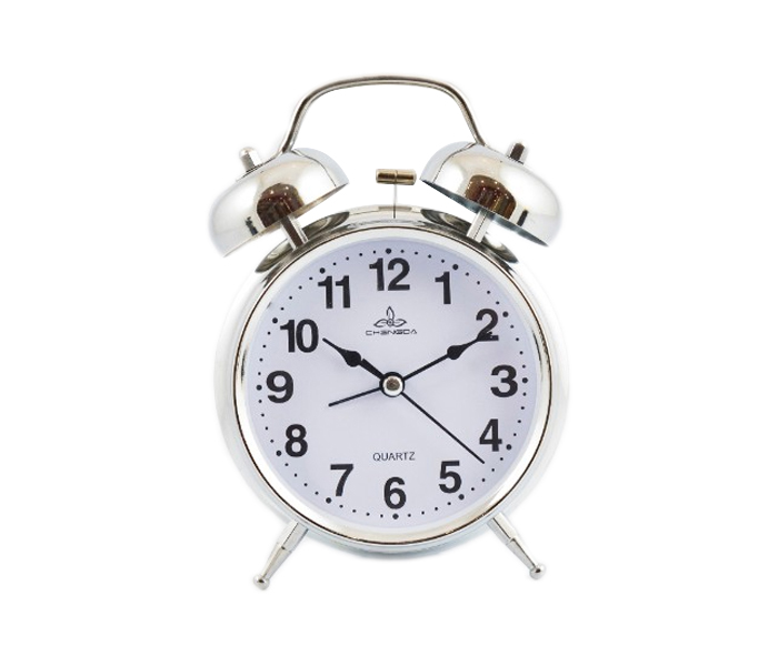 Stainless Steel Twin Bell Alarm Clock DD13118 Silver and White - Zoom Image 1