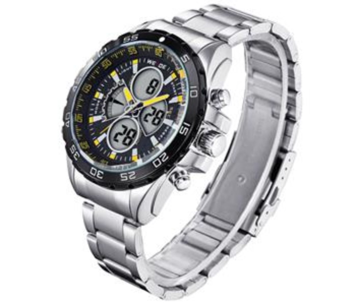 Weide WH 1103PU Mens Digital and Analog Watch Silver and Yellow - Zoom Image 1