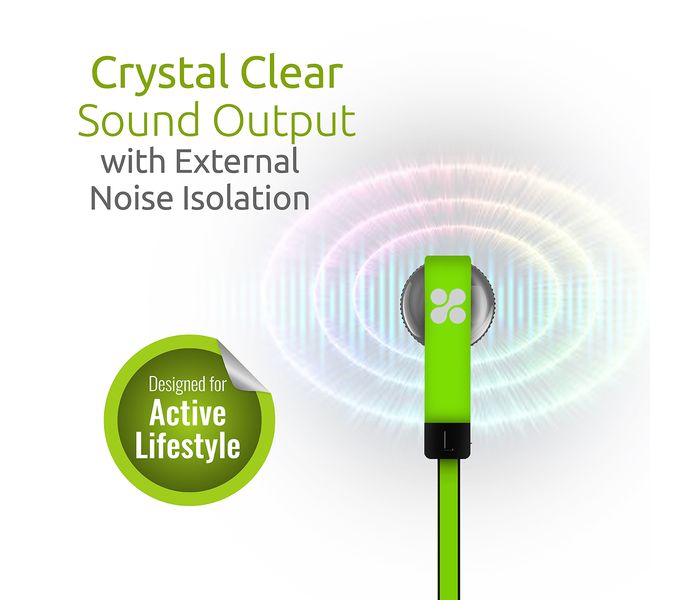 Promate Swish Universal Trendy Stereo Earphone with Noise Isolation, Green - Zoom Image 1