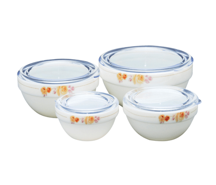 Royalford RF2304-SB3 Opal Ware Stackable Bowl - 4 Pieces, White - Zoom Image