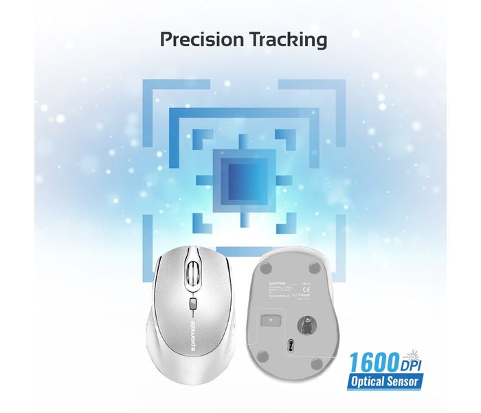 Promate Clix-5 2.4GHz Wireless Optical Mouse with Precision Scrolling, White - Zoom Image 5