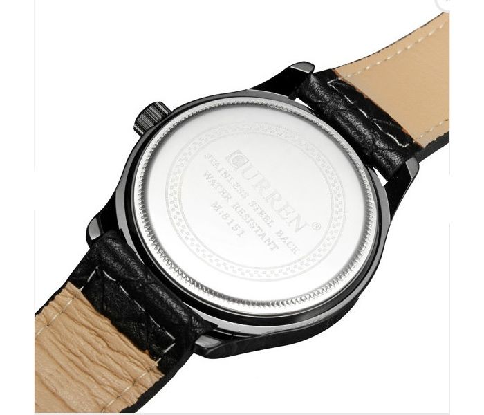 Curren 8151 Leather Strap Analog Watch For Men Black - Zoom Image 2