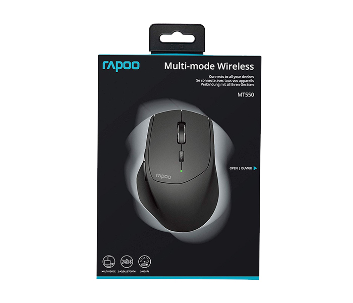 Rapoo MT550 Bluetooth & Wireless Multi Mode Optical Mouse - Black 17745 - Zoom Image 6