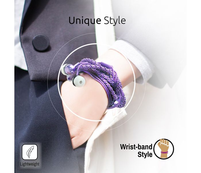 Promate Retro Wristband Headphones with Noise Cancellation, Purple - Zoom Image 1