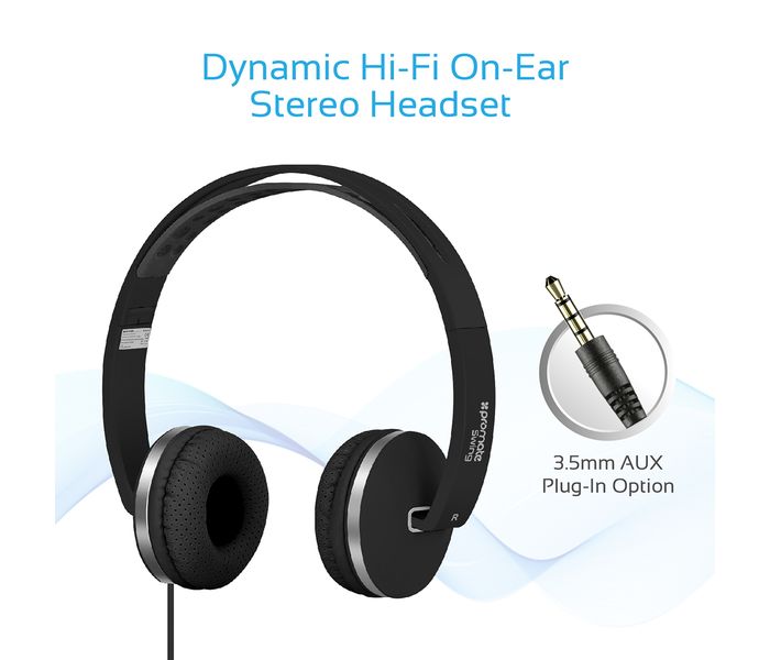 Promate Swing Dynamic On-Ear Stereo Headset with Hi-Fi Sound, Black - Zoom Image 1