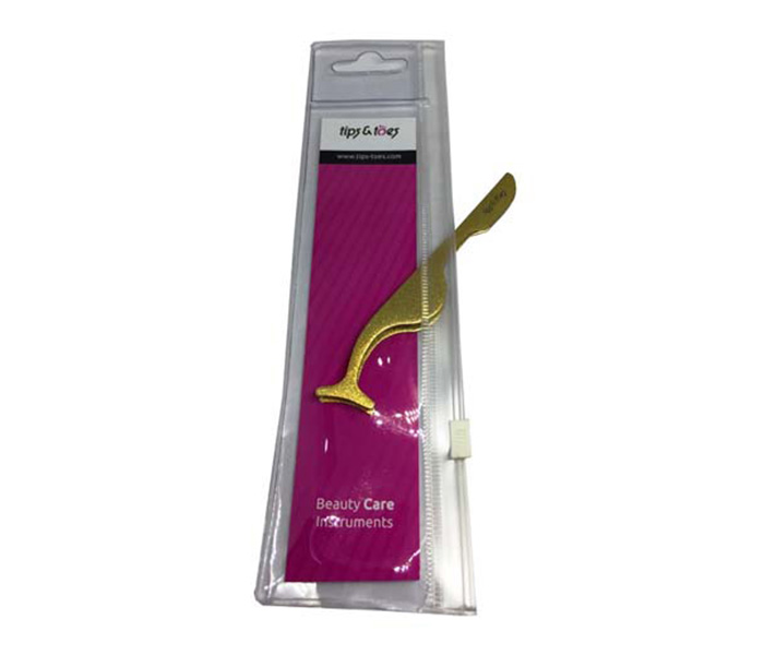 Tips & Toes TT-036G Stainless Steel Eyelash Tweezers - Gold - Zoom Image 2