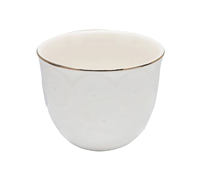 Royalford RF8279 12 Pieces Bone China Gold with Silver Line Cawa Cup - White - Zoom Image