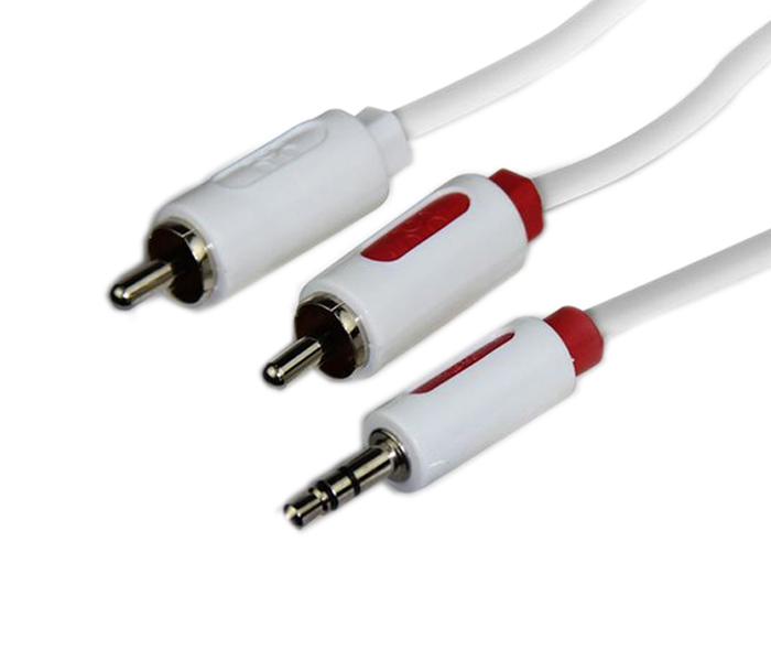 Promate LinkMate-A2 Premium 3.5mm to 2-RCA PVC Coated Audio Cable - White - Zoom Image 2