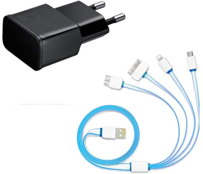 Universal 4 In 1 Multicharger USB Cable and EU Head Adapter for All mobiles MCH41 Multicolor - Zoom Image 1