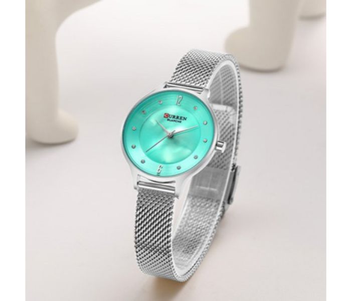 Curren 9036 Analog Quartz Watch For Women Silver and Blue - Zoom Image 2