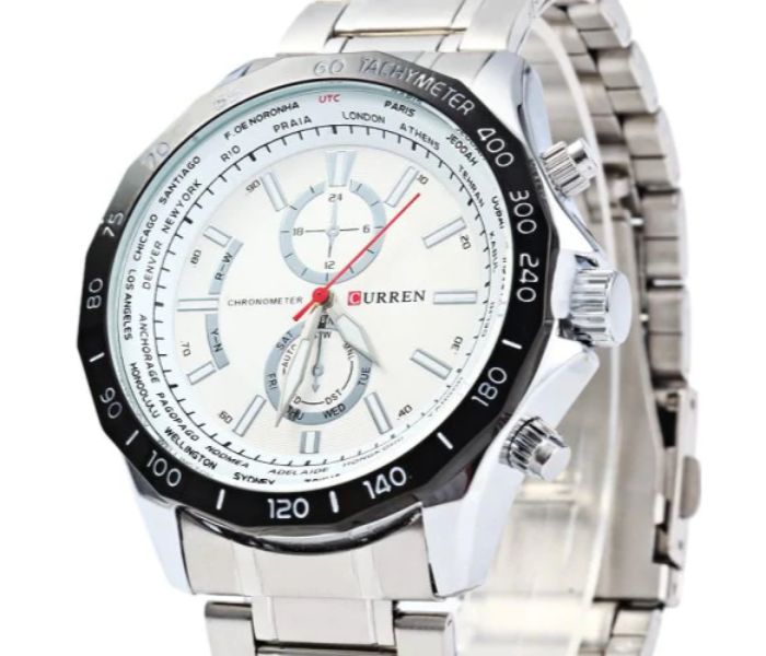 Curren 8186 Stainless Steel Analog Watch For Men White And Silver - Zoom Image 2