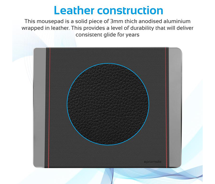 Promate METAPAD-PRO Leather Wrapped Anodized Aluminum Mouse Pad - Grey - Zoom Image 5