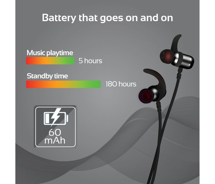 Promate Move Wireless Secure-Fit In-Ear Stereo Sporty Magnetic Earbuds, Black - Zoom Image 4