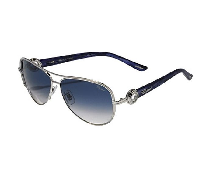 Chopard SCHA60S 0589 Oval Palladium W/Matt Parts Frame & Blue Gradient Mirrored Sunglasses - Zoom Image