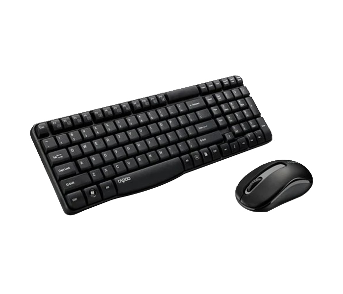 Rapoo X1800S Combo Wireless Optical Mouse & Keyboard - Arabic, Black - Zoom Image 1