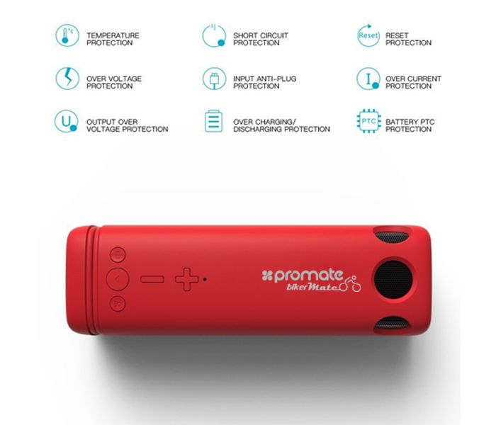 Promate Bikermate Rugged Wireless Speaker with Mount - Red - Zoom Image 3