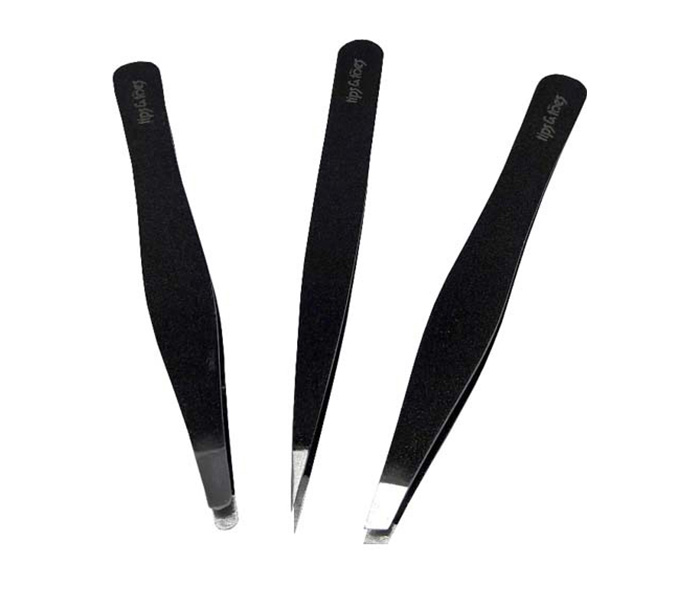 Tips & Toes TT-272BLK Tweezer Kit Set of 3 Pieces, Black - Zoom Image 1